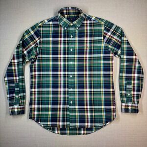 Ralph Lauren Mens Classic Fit Plaid Long Sleeve Button Down Shirt Green Size M